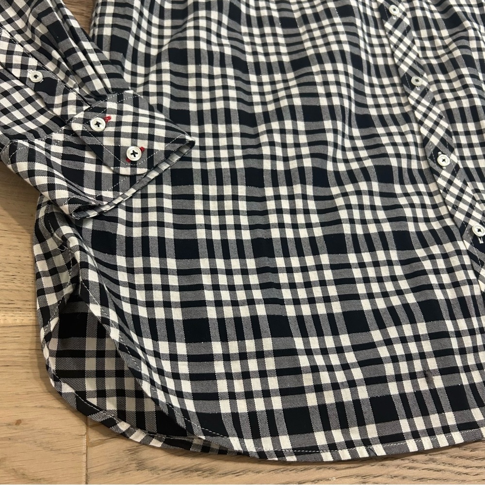 Talbots Plaid Check Metallic Thread Button Down S… - image 2